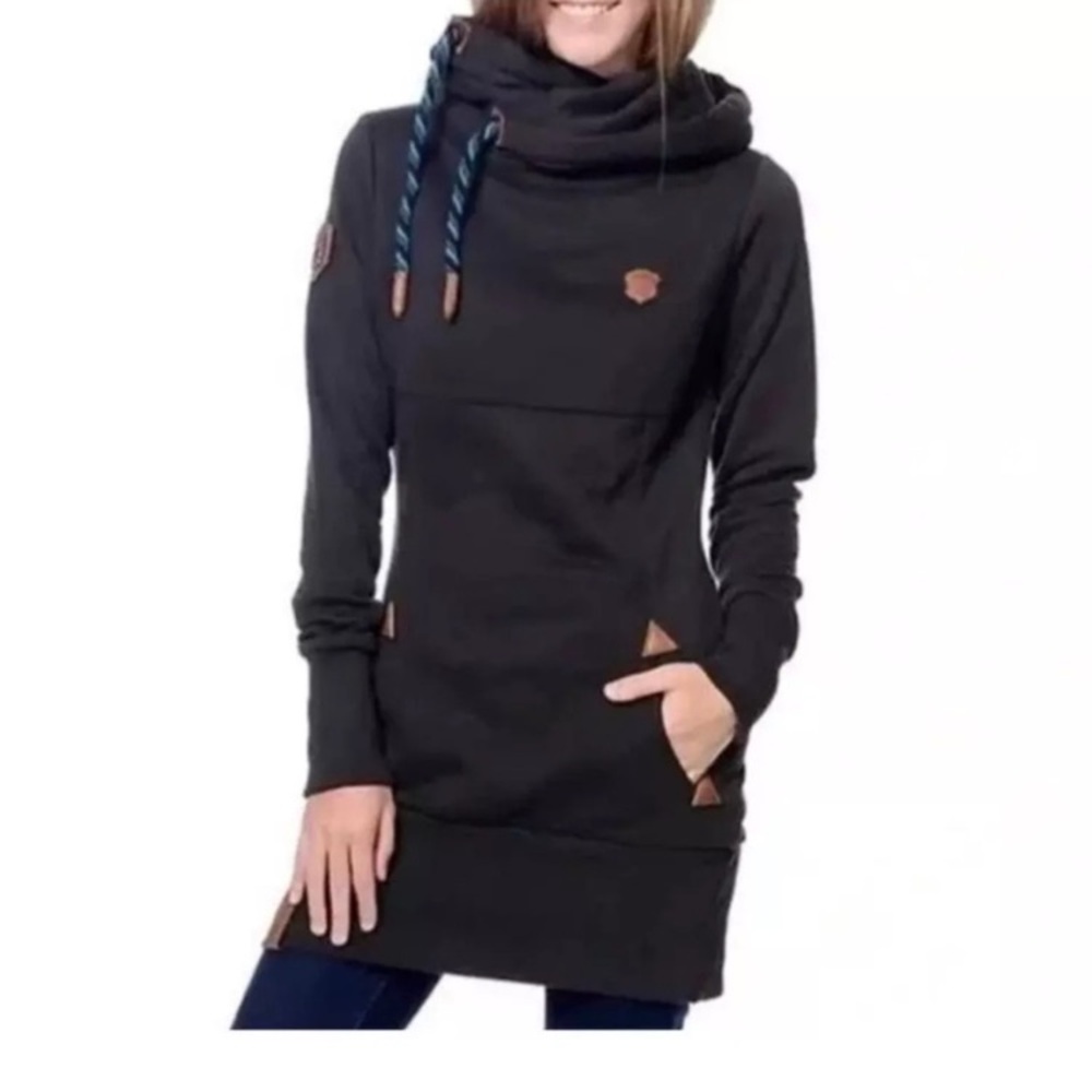 Naketano Lange VIII black hoodie long tunic length Sz Women’s M